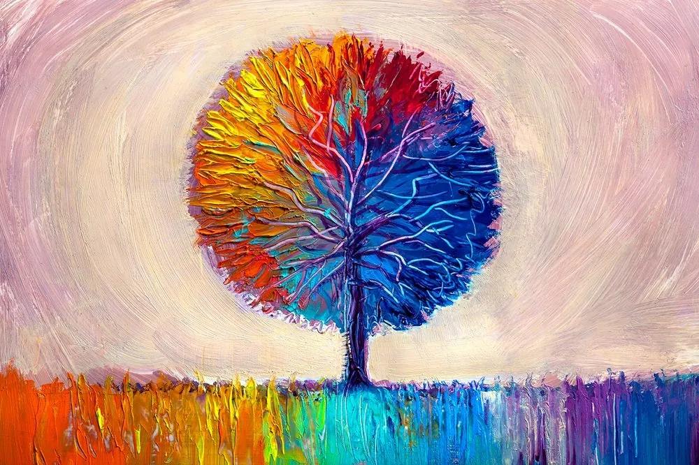 Tapeta farebný akvarelový strom - 225x150