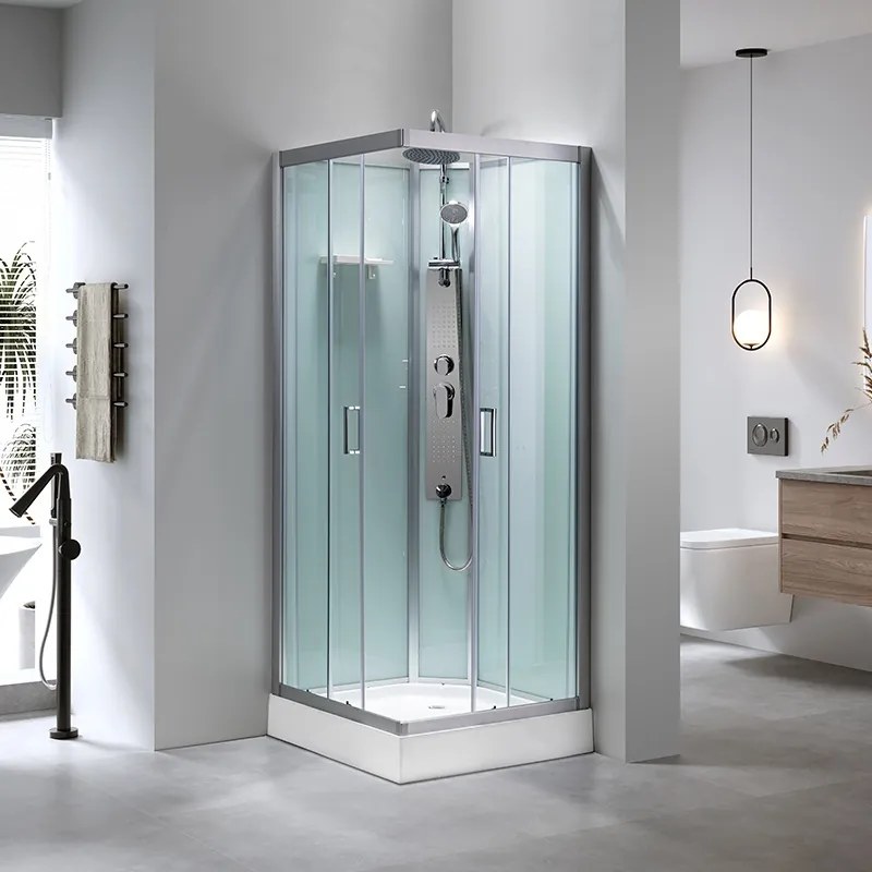 BPS-koupelny Hydromasážny box HYD-LI100, 90x90 cm, kartáčovaný chróm/transparent