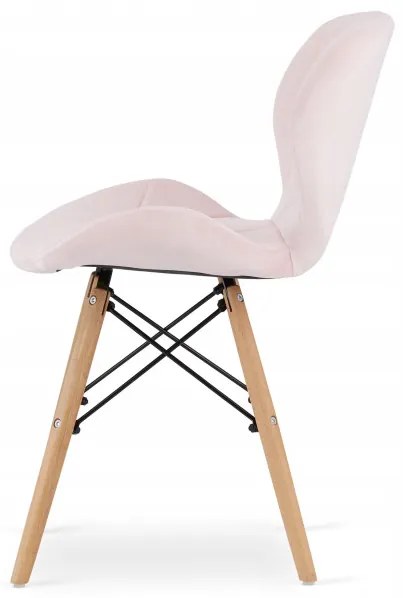 Jedálenský stôl TODI biely 80 cm so štyrmi stoličkami LAGO zamatové ružové