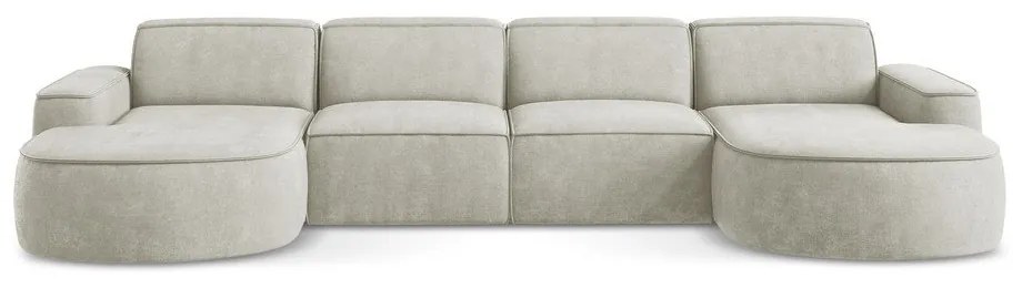 Krémová ženilková rohová pohovka (do tvaru "U") Omao – Makamii