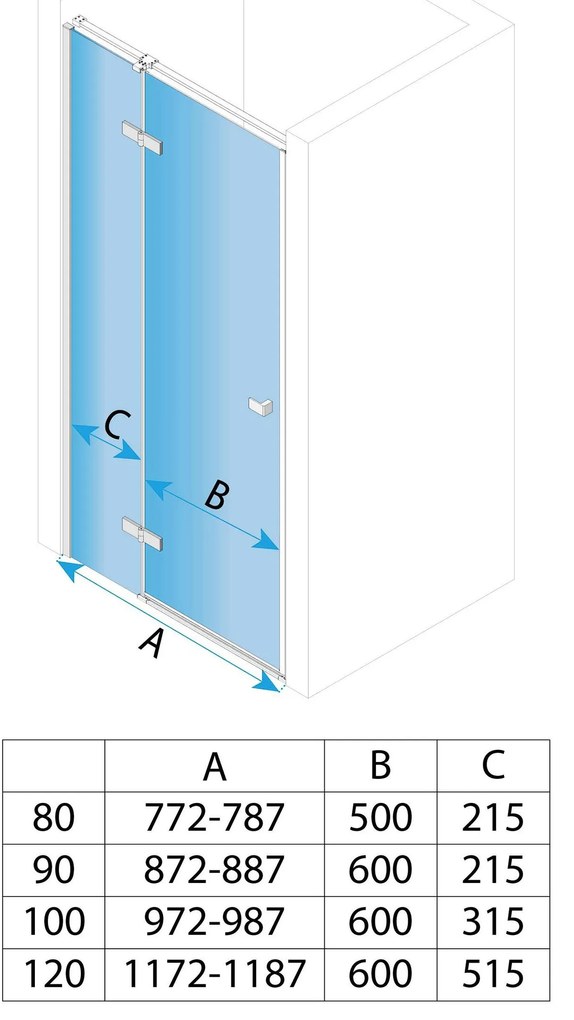 Rea Atlas, sprchové dvere 90x200cm, pravý variant, 6mm číre sklo, zlatý matný profil, KPL-K4670