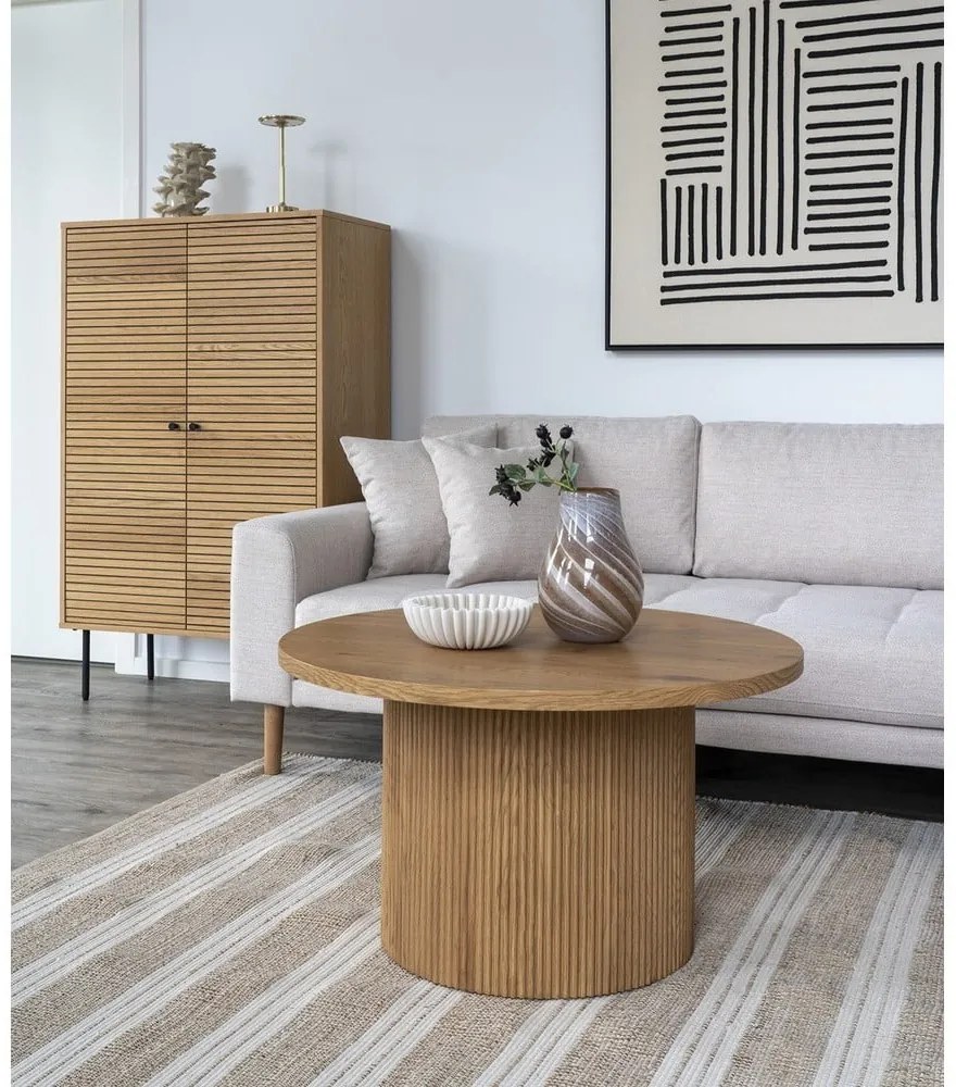 Okrúhly konferenčný stolík v dekore topoľa v prírodnej farbe ø 80 cm Boavista – House Nordic