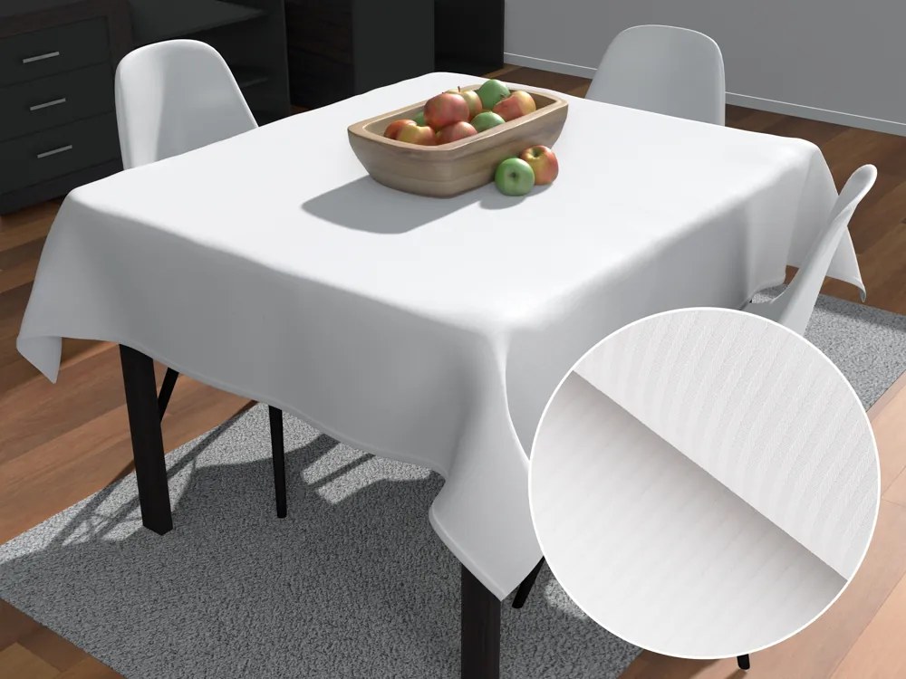 Biante Damaškový štvorcový obrus Atlas Grádl DM-012 Biely - tenké pásiky 2 mm 70x70 cm