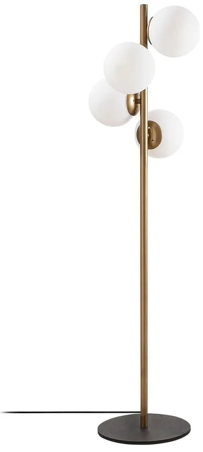 Stojacia lampa v čierno-zlatej farbe so skleneným tienidlom (výška 130 cm) Faze – Opviq lights