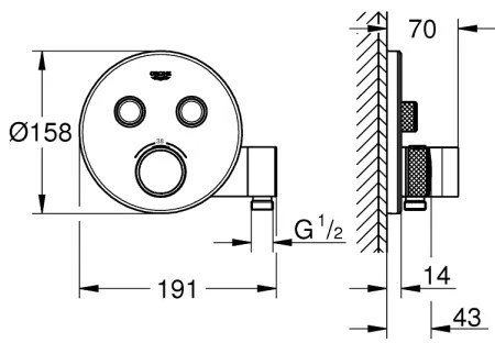 GROHE 29120000 - Termostatická podomietková sprchová batéria GROHTHERM SMARTCONTROL + držiak, chróm