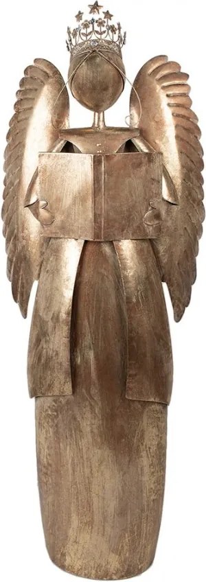 Zlatá antik kovová dekorácia anjel v životnej veľkosti Christmas Angel - 62*25*169 cm