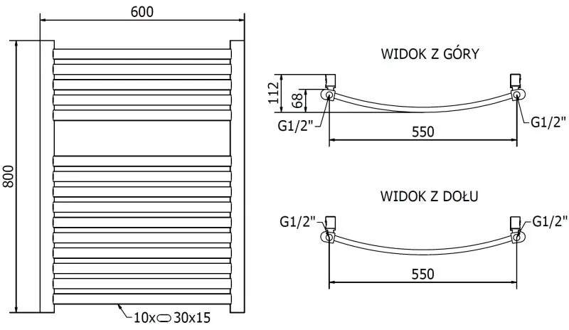 Mexen Helios, vykurovacie teleso 800x600 mm, 355 W, zlatá lesklá, W103-0800-600-00-50