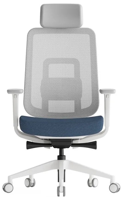 Kancelárska ergonomická stolička K42 White — sieť, látka, biela / viac farieb Modrá