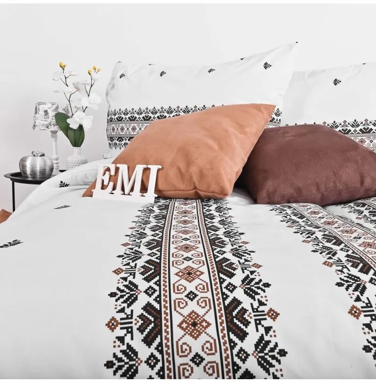 Obliečky bavlnené Dorota hnedé EMI, Štandardný set jednolôžko obsahuje 1x 140x200 + 1x 70x90