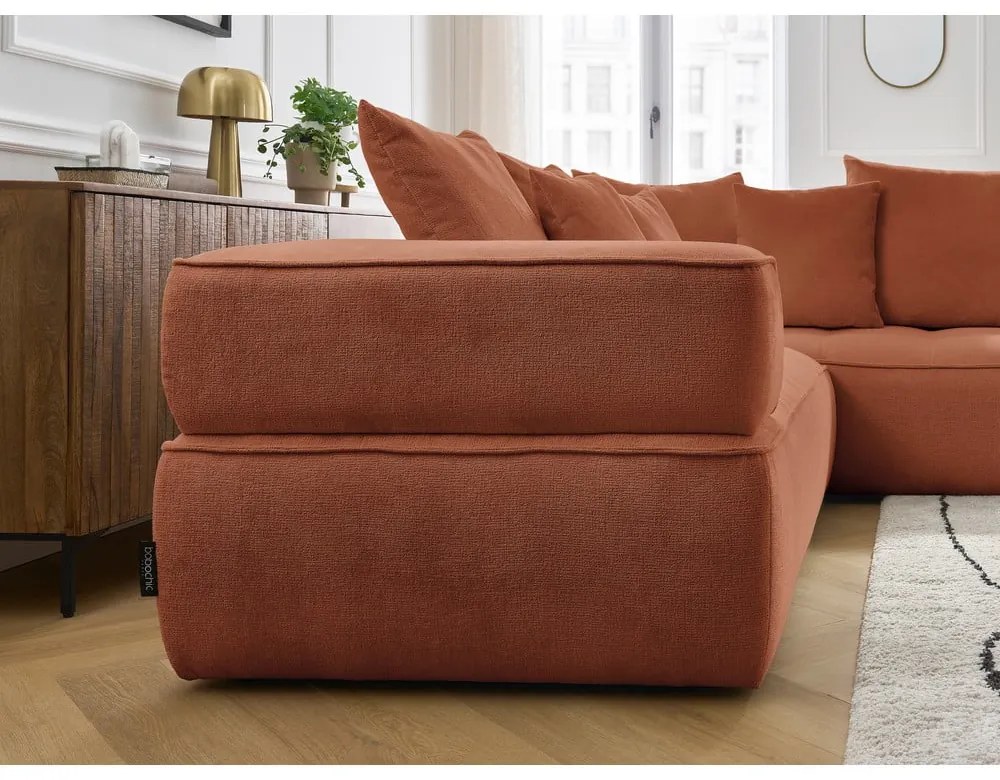 Terakotová ženilková rohová pohovka (pravý roh/do L) Whesley – Bobochic Paris