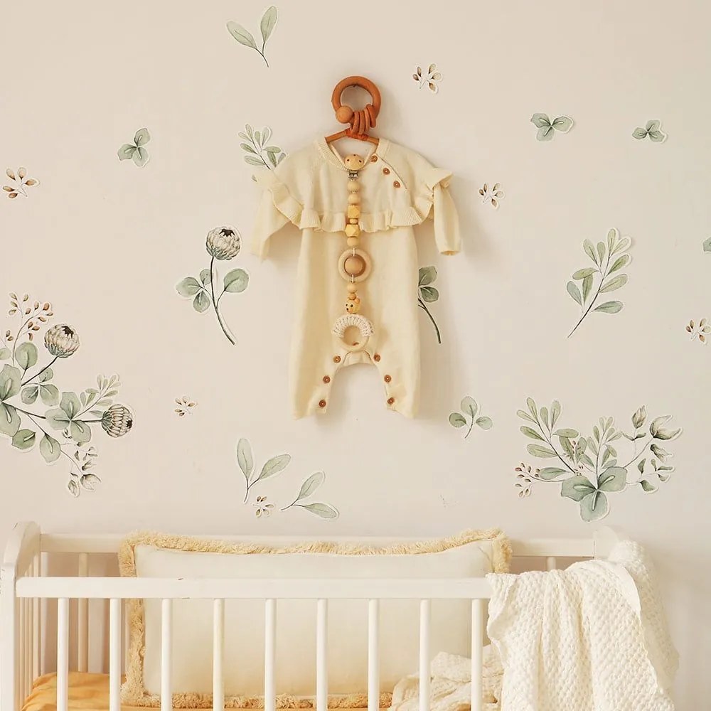 Samolepka do detskej izby miniset lúčnych kvetov 50x50cm