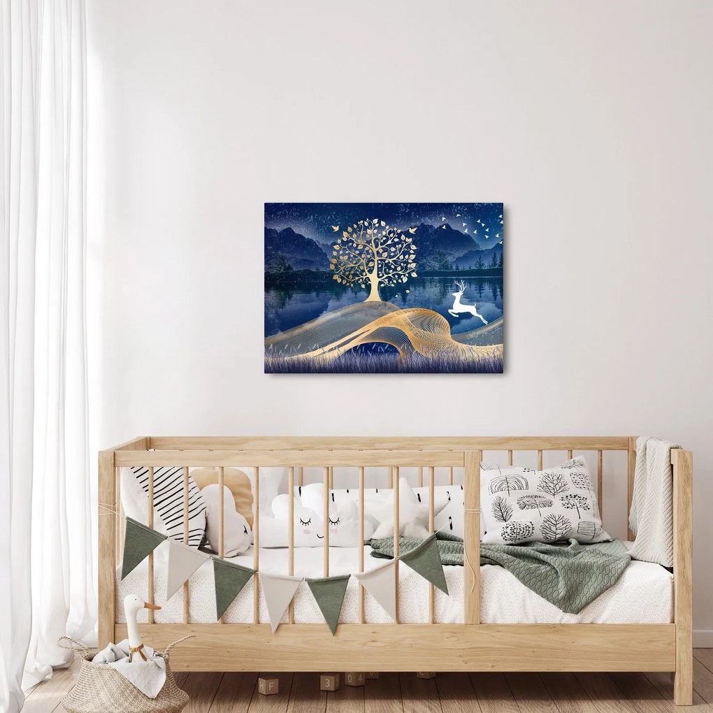 Obraz jeleňov pri splne (70x50 cm)