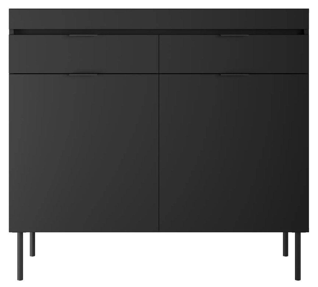 Komoda Sentia 105 cm s 2 zásuvkami - čierna / čierna