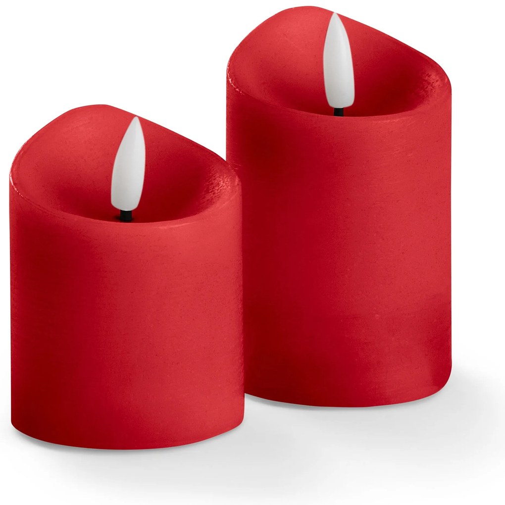 Sviečky z pravého vosku s LED, 2 ks, červené