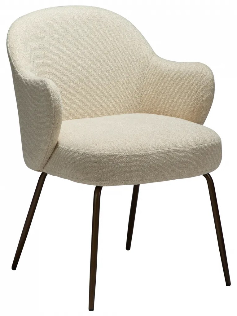 BAE ČALÚNENÁ STOLIČKA S PODRÚČKAMI almond/antique brass