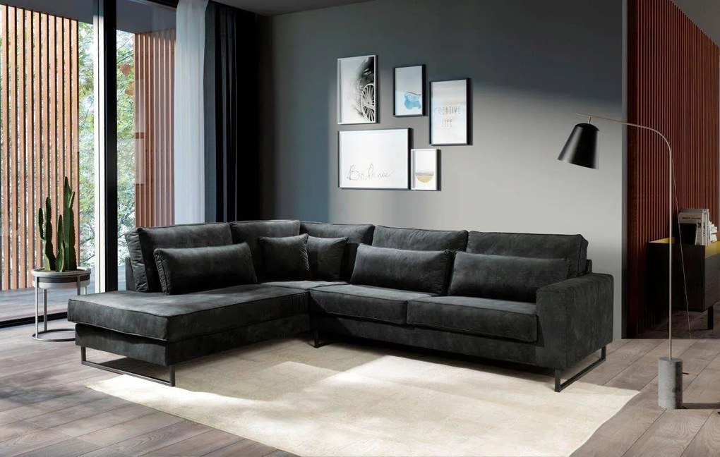 XXXLutz ROHOVÁ SEDAČKA, textil, kompozitné drevo, grafitová MID.YOU - Sedačky - 000694010019