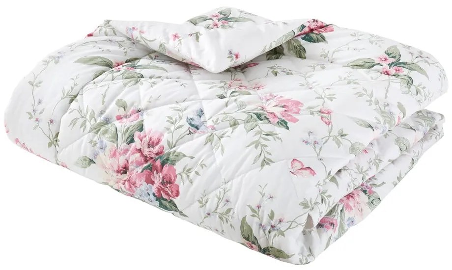 Krémový prešívaný pléd 200x200 cm Bridgerton Penelope Floral – Catherine Lansfield