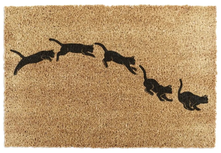 Rohožka z kokosového vlákna 60x90 cm Jumping Cats – Artsy Doormats