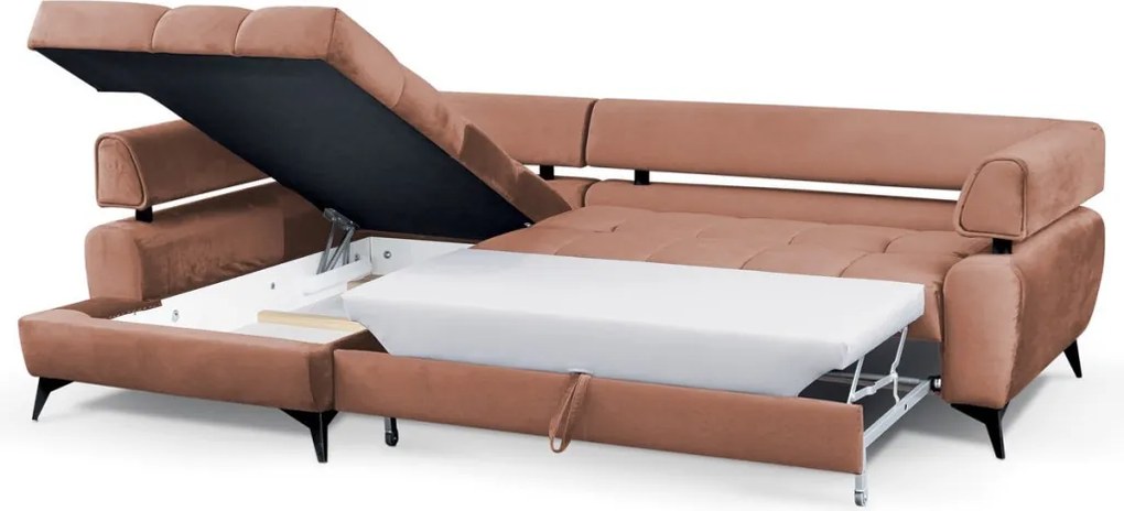 Rohová sedacia súprava Paris, lososová látka, ľavý roh