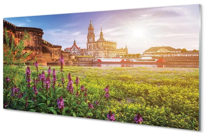 Sklenený obraz Nemecko Sunrise River 100x50 cm