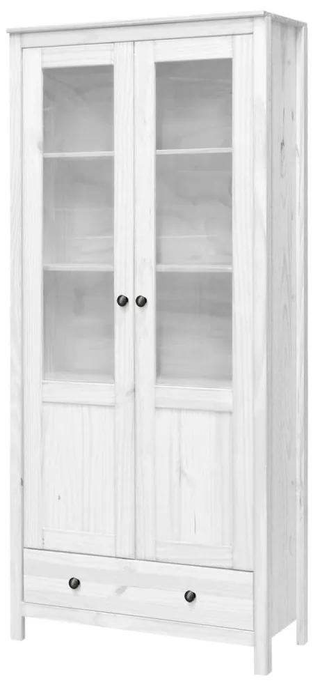 IDEA nábytok Vitrína 2 dvere + 1 zásuvka TORINO biela, kovové úchytky