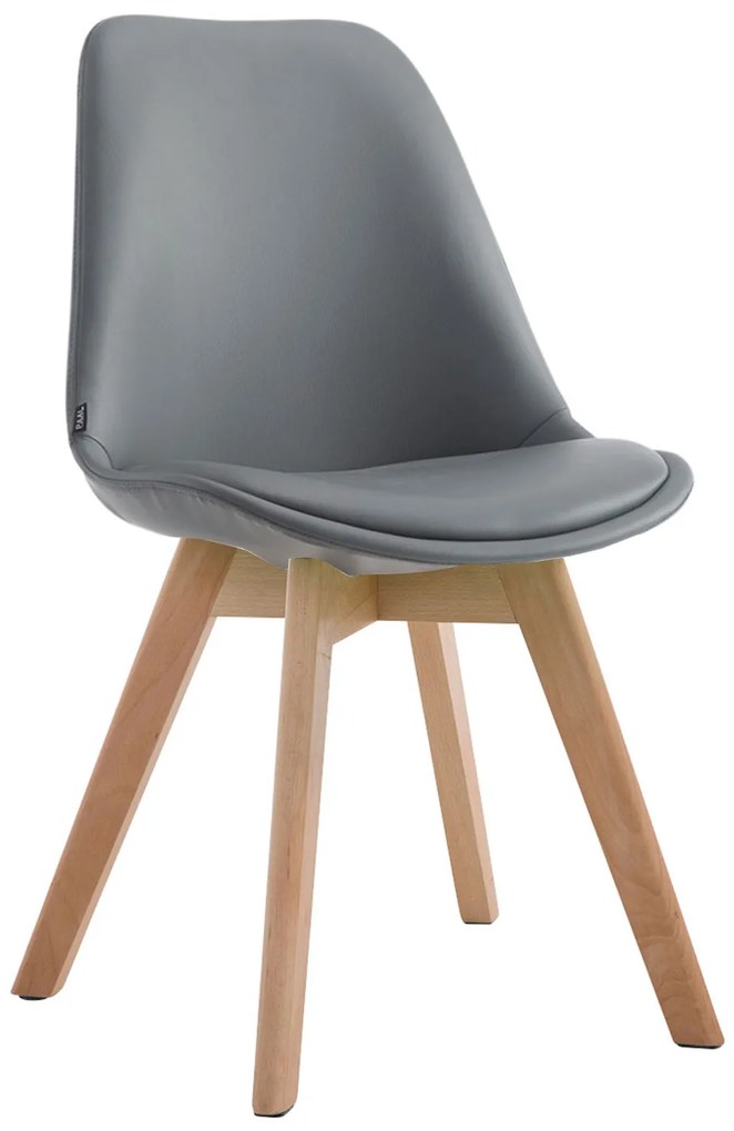 Stolička Manado - koženka, drevené nohy natura - Sivá