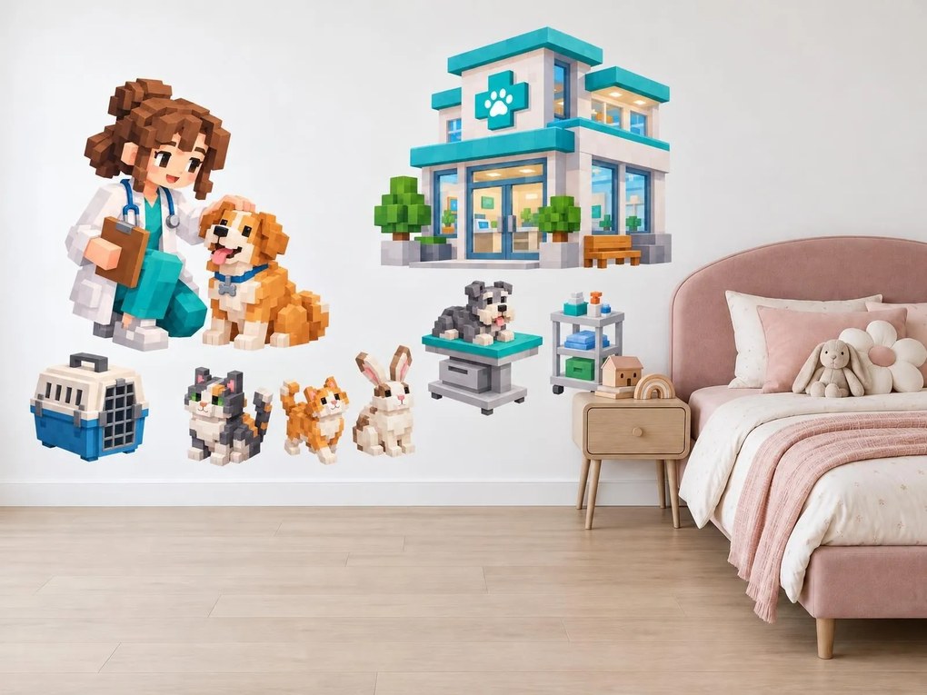 Minecraft Veterinářka a zvířátka na klinice arch 46 x 34 cm
