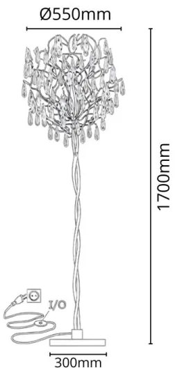 Krištáľová stojacia lampa 5xG9/40W/230V zlatá