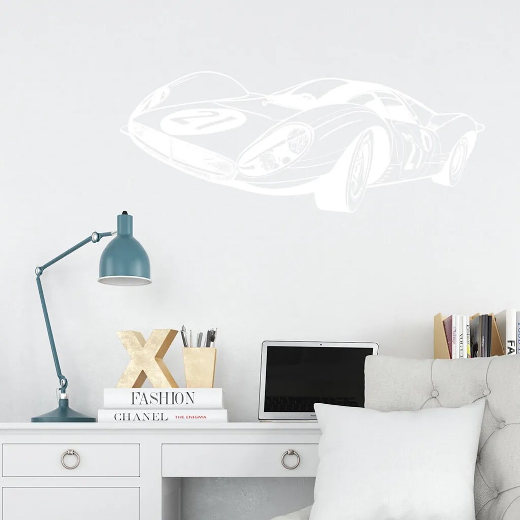 Veselá Stena Samolepka Pretekársky automobil Farba: růžová, Veľkosť: 100 x 40 cm