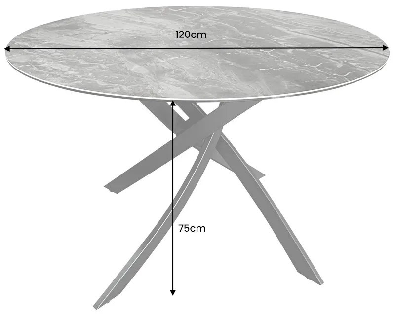 Okrúhly jedálenský keramický stôl Halia 120 cm taupe - Otvorené balenie