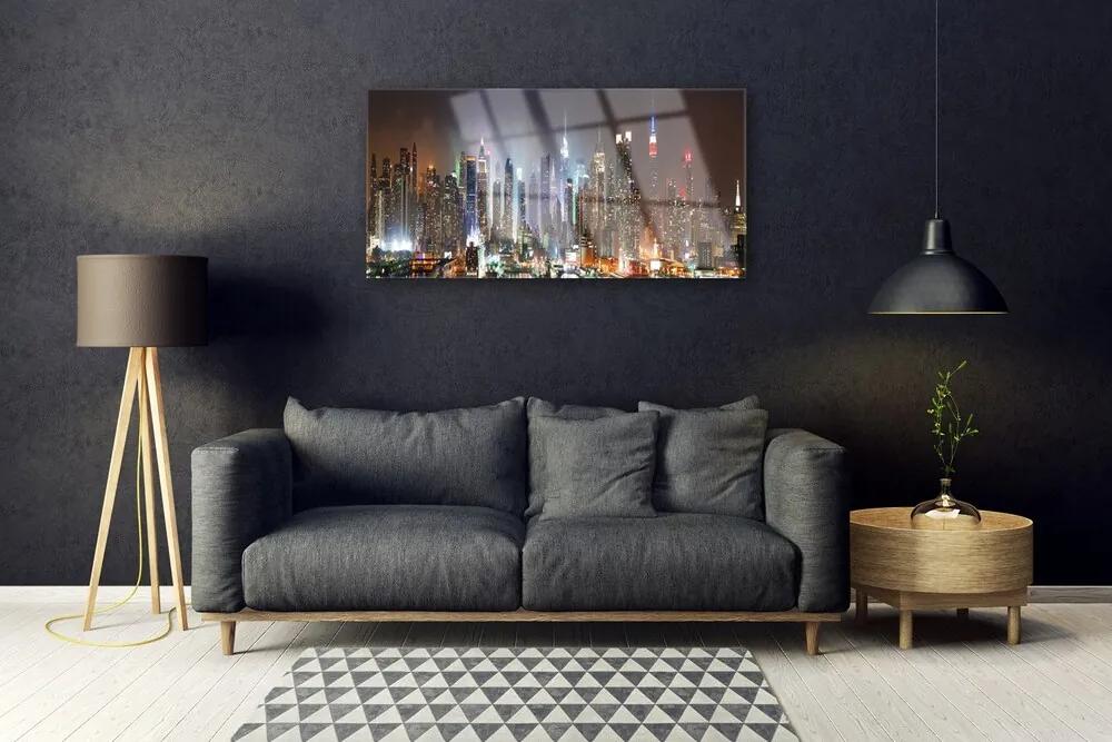 Skleneny obraz Noc mesto new york 120x60 cm