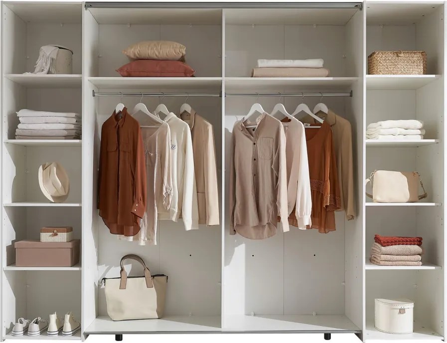 Šatníková skriňa Maturs, 267 cm, biela