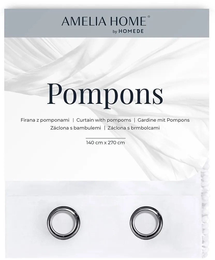 Záclona AmeliaHome Pompons II biela