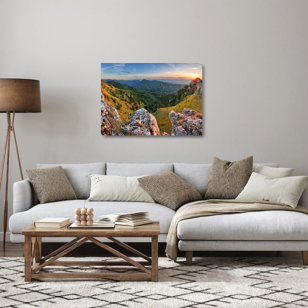 Sklenený obraz - Horská krajina (70x50 cm)