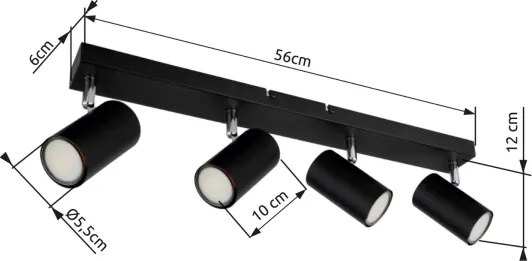Globo 57911-4B - Bodové svietidlo ROBBY 4xGU10/35W/230V čierna