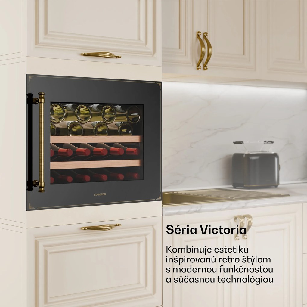 Klarstein Vinsider Victoria 28 chladnička na víno, 28 fliaš, dotyková, UV ochrana, LED, tichá, 2 police