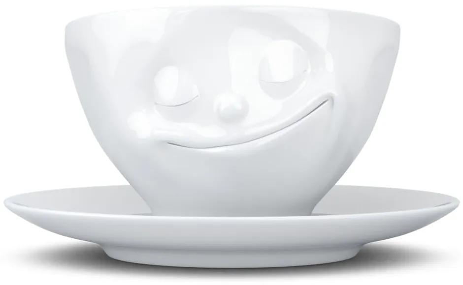 Biely šťastný porcelánový hrnček na kávu 58products, objem 200 ml