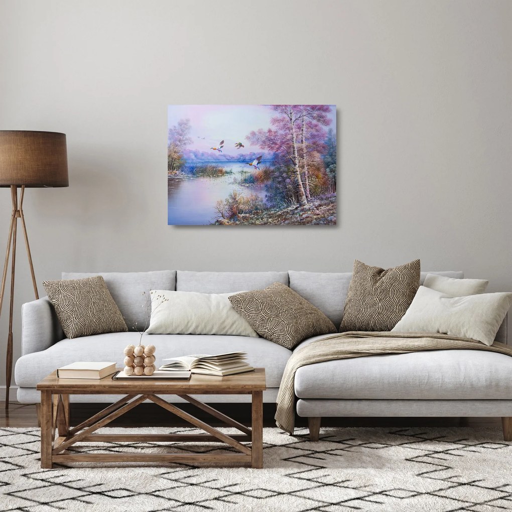 Sklenený obraz - Prichádza jeseň, olejomaľba (70x50 cm)