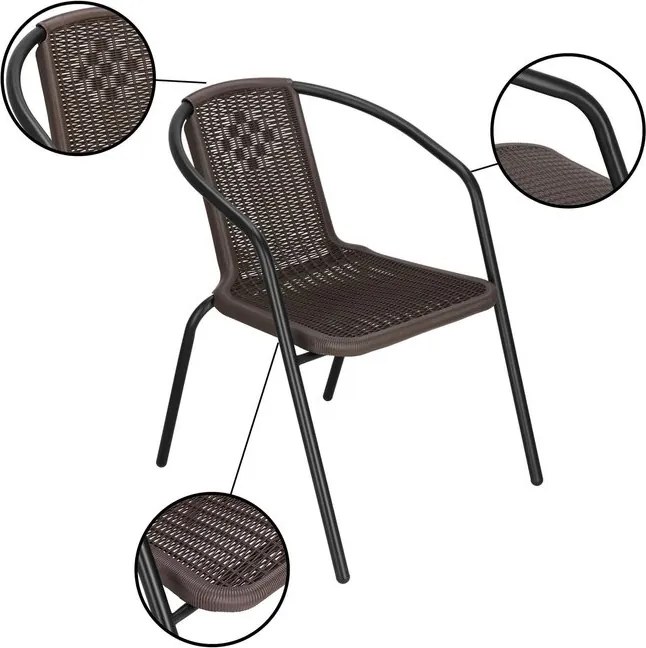 Kovová záhradná súprava Springos – 2 stoličky a stôl so sklenenou doskou