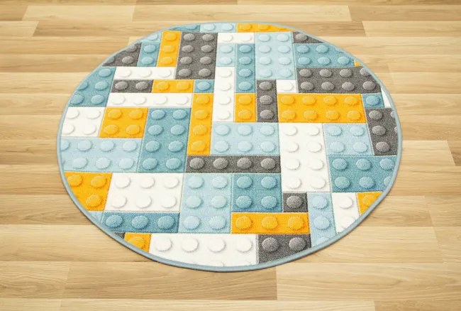Detský koberec kocky lego orange kruh
