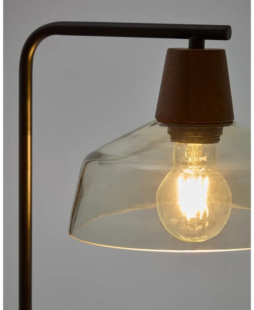 Zelená/v tmavoprírodnej farbe stolová lampa so skleneným tienidlom (výška 55 cm) Silex – Kave Home