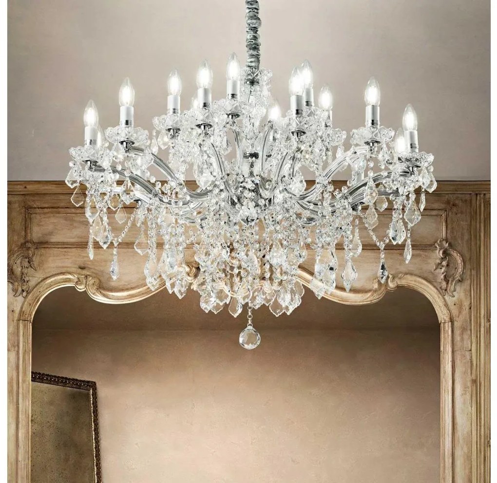 Ideal Lux - Krištáľový luster na reťazi FLORIAN 18xE14/40W/230V pr. 86 cm číra