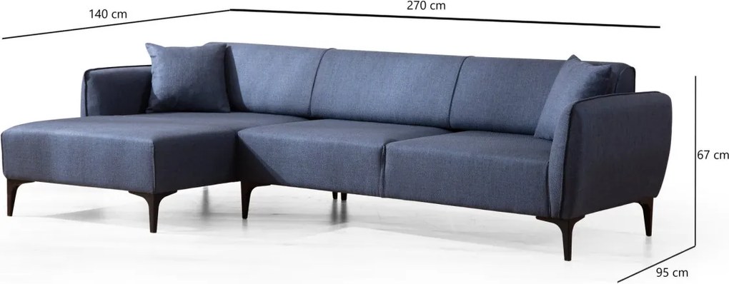 Rohová sedacia súprava Belissimo 270 cm modrá ľavá