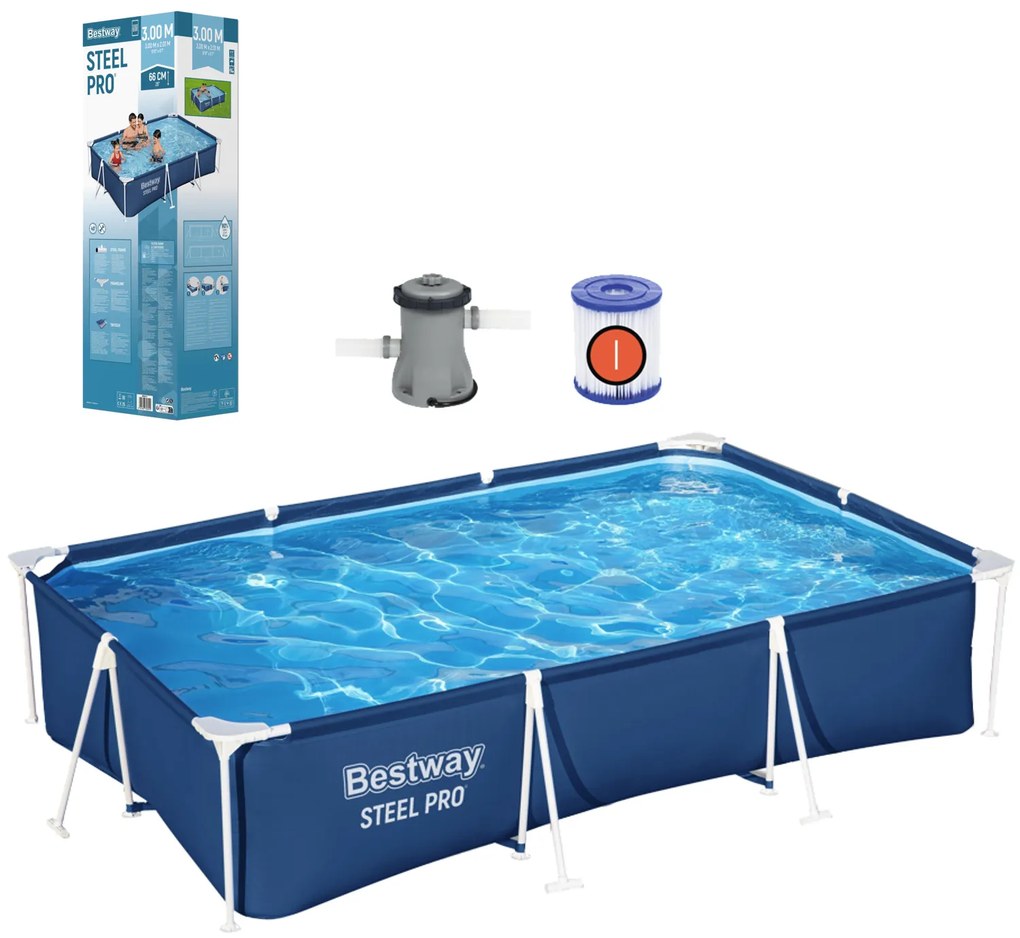 Rámový bazén s filtráciou a rebríkom, 300x201x66cm | Bestway