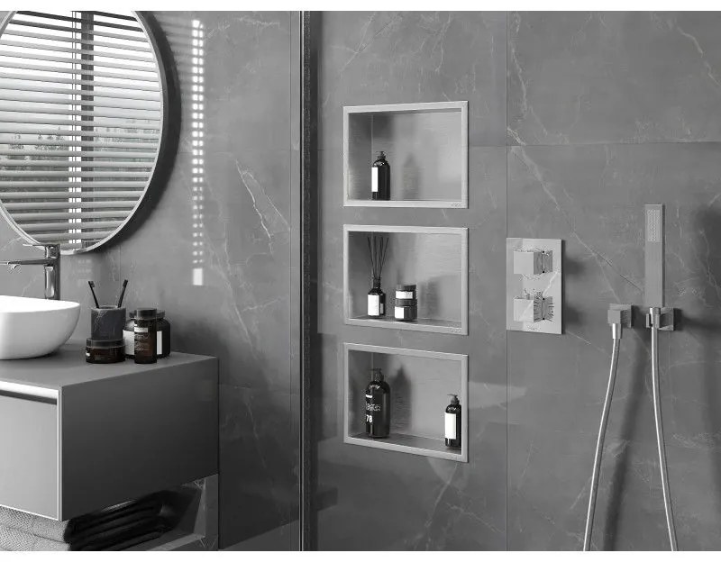 Mexen X-Wall-R, polička na zapustenie na obklad s golierom 30 x 20 cm, oceľová, 1910302010