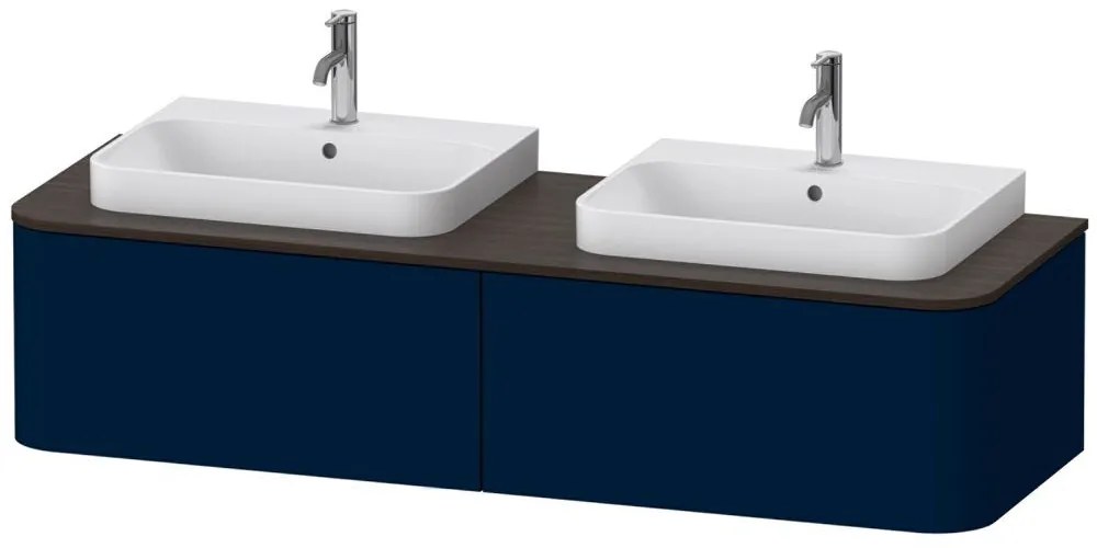 DURAVIT Happy D.2 Plus závesná skrinka pod dve umývadlá pod dosku, 2 zásuvky, 1600 x 550 x 354 mm, nočná modrá matná lakovaná, HP4946B9898