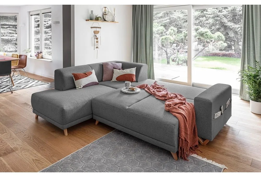 Sivá rozkladacia/s úložným priestorom rohová pohovka (ľavý roh/do L) Classy Sophie – Miuform