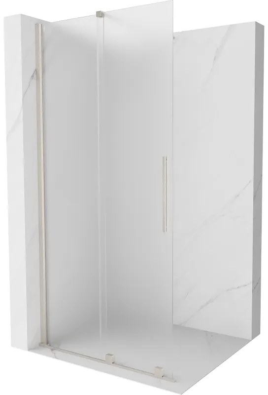Mexen Velar, sprchová zástena s posuvnými dverami Walk-in 120 x 200 cm, 8mm sklo námraza, brúsená oceľ, 871-120-000-33-97