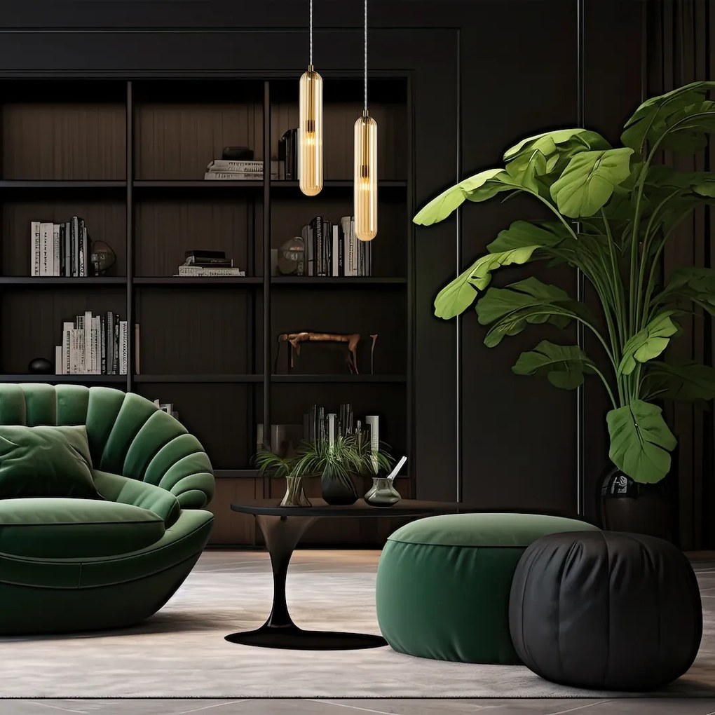 Závesné svietidlo Pax, 1x medové sklenené tienidlo, g