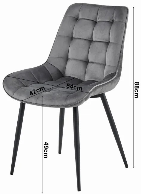 Set troch jedálenských stoličiek BERA zamatové béžové / čierne nohy (3 ks)